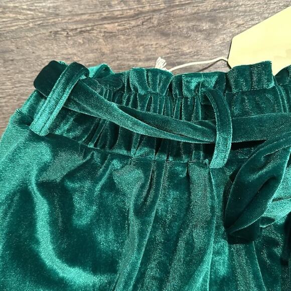 Jodifl Medium Emerald Green Velvet Belted Paper Bag Short - Picture 8 of 8
